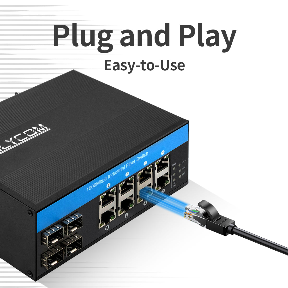 12 Port Rugged Ethernet Gigabit Fiber Optic Industrial PoE Switch
