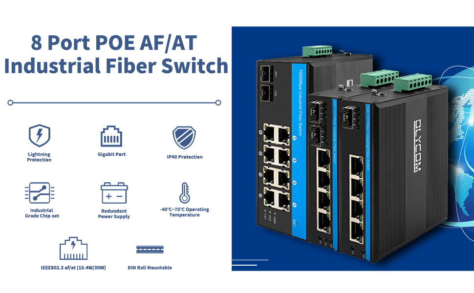 2 Sfp оптоволокно + 8 UTP Открытый гигабитный оптоволоконный оптический промышленный оптоволоконный коммутатор DC48V PoE