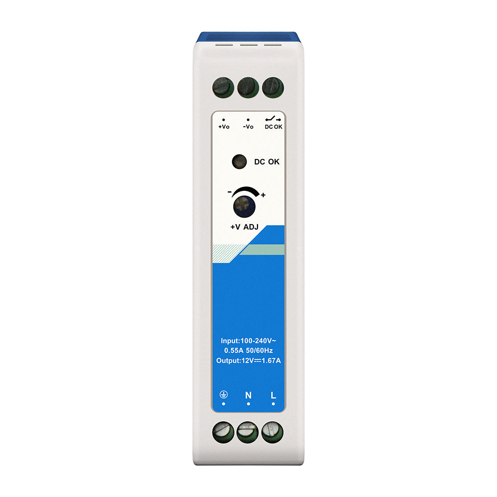 Olycom 12V DIN Rail Power Adapter Industrial grade CE UL Certified Plastic Case
