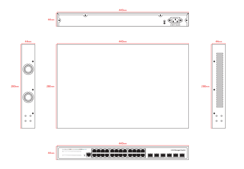24 Port 2.5G L3 Managed Ethernet Switch 10G SFP+ Uplink With Fans AC Input CE
