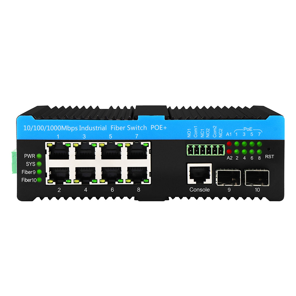 L2+ Ring Managed Industrial PoE++ Switch 2.5G SFP Uplinks 480W PoE Budget