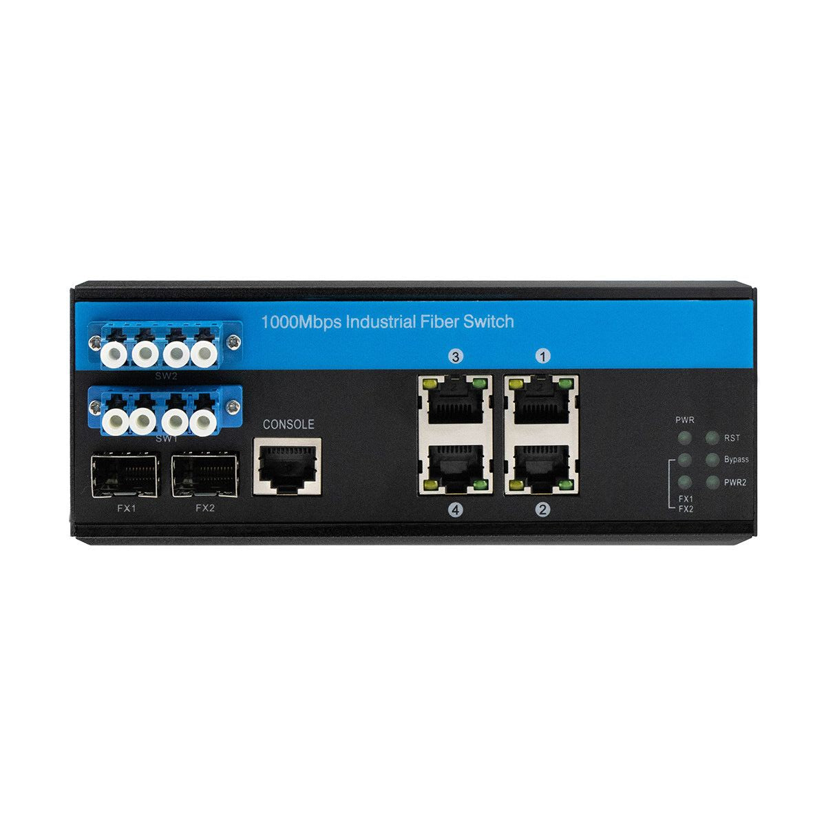 4 Port Optical Bypass Managed Fiber Switch 2.5G Uplink Gigabyte ERPS Ring Network