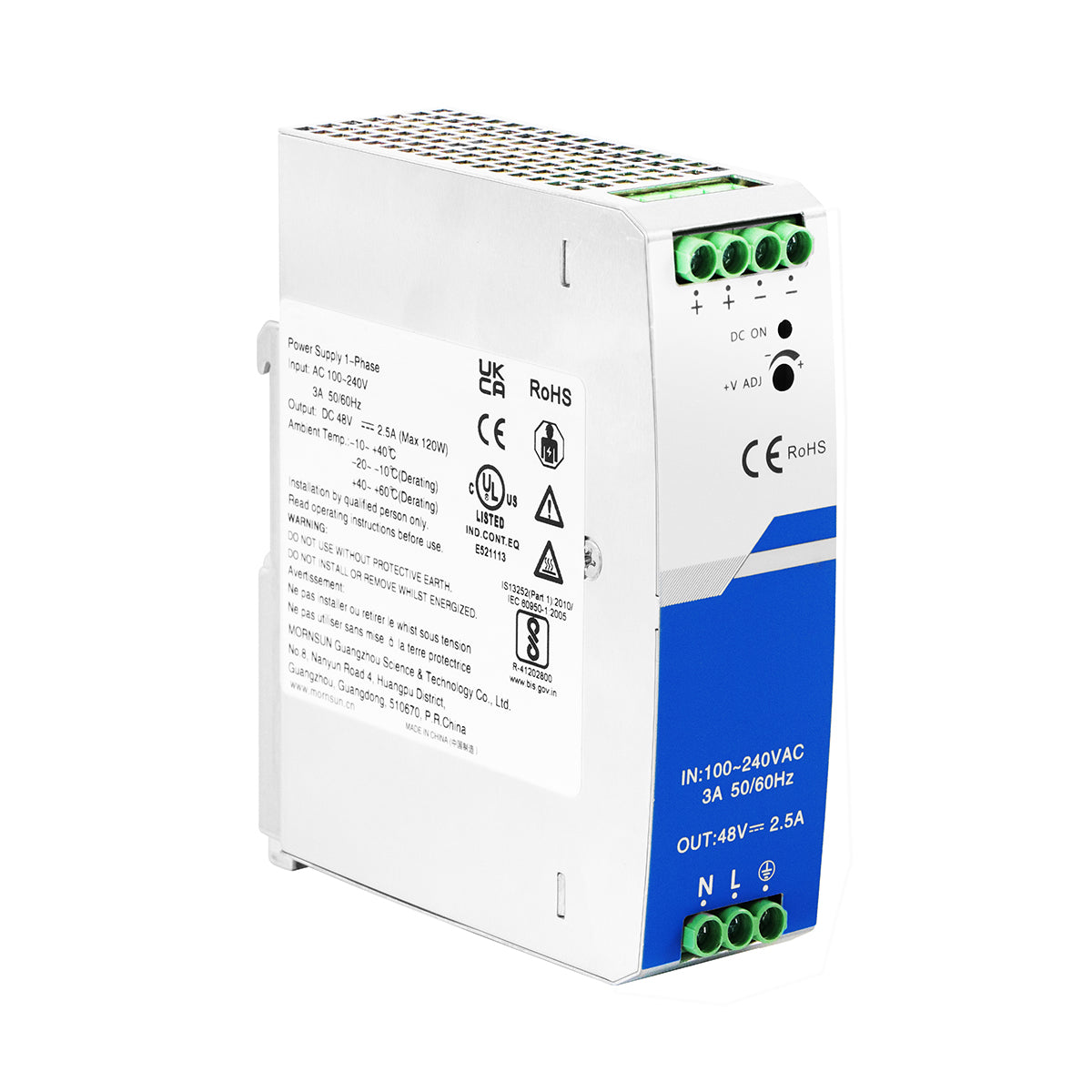120W DIN Power Supply CE UL Certified Industrial DC48V single output 2.5A Power Adapter