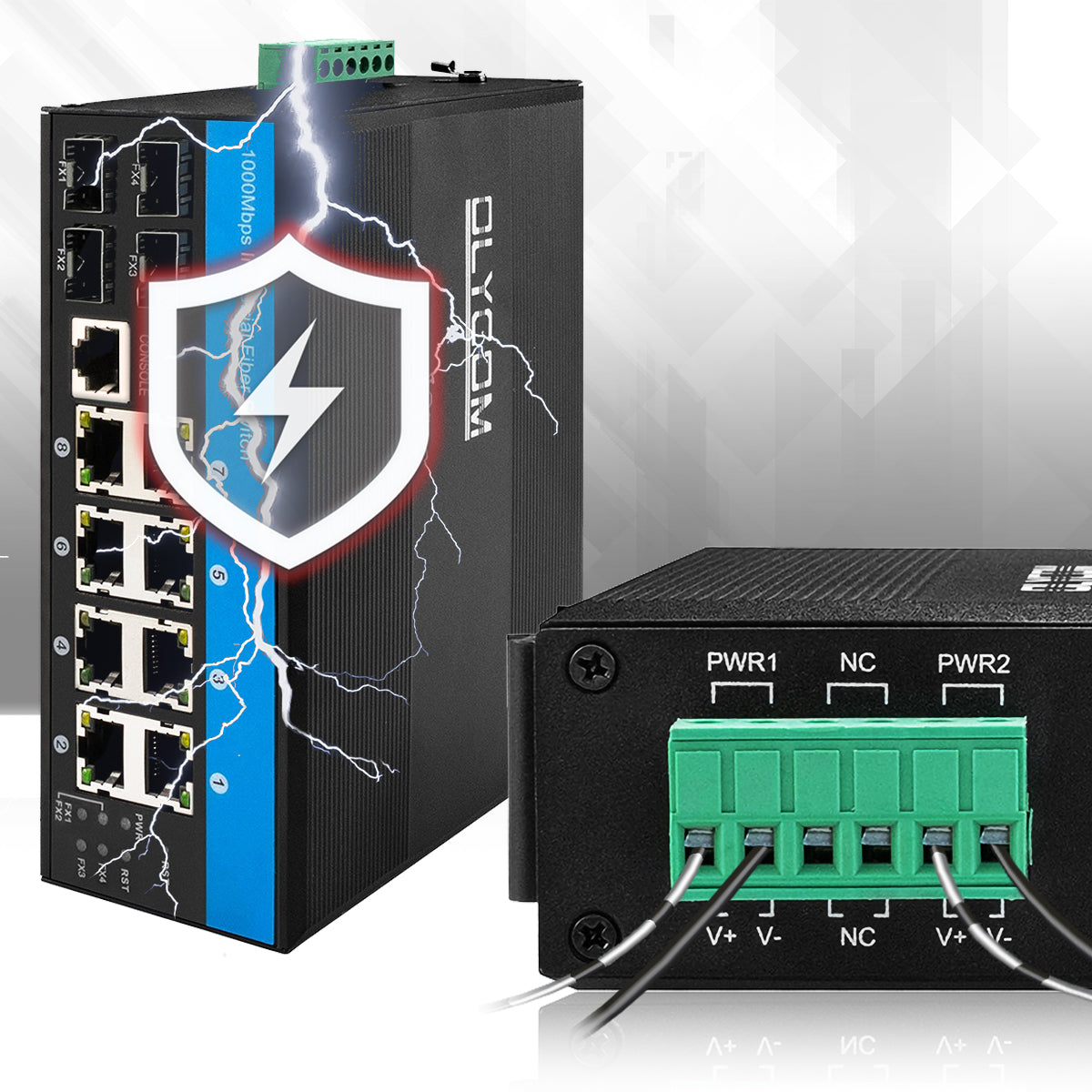 12 Port Rugged Ethernet Gigabit Fiber Optic Industrial PoE Switch
