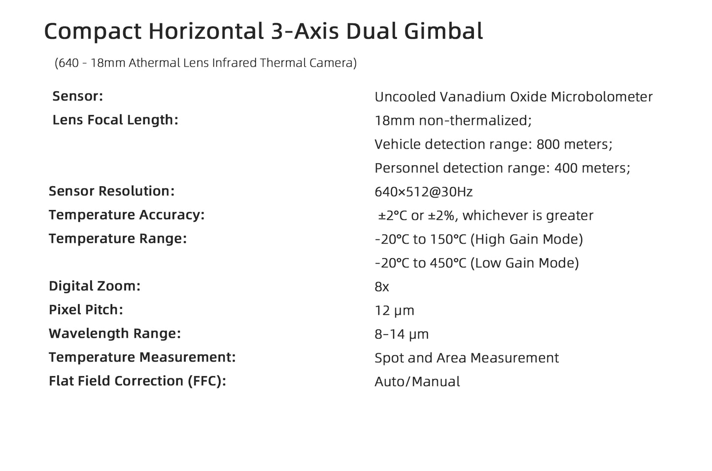 Visiable/ Zoom/ Thermal/ L-aser 4 Cameras in One, 4K Camera, 8x Digital Zoom, 1-160x Super Zoom, 640×512 Thermal Resolution, 30fps, 1/2" 48MP Sensor for 20KM Transmission