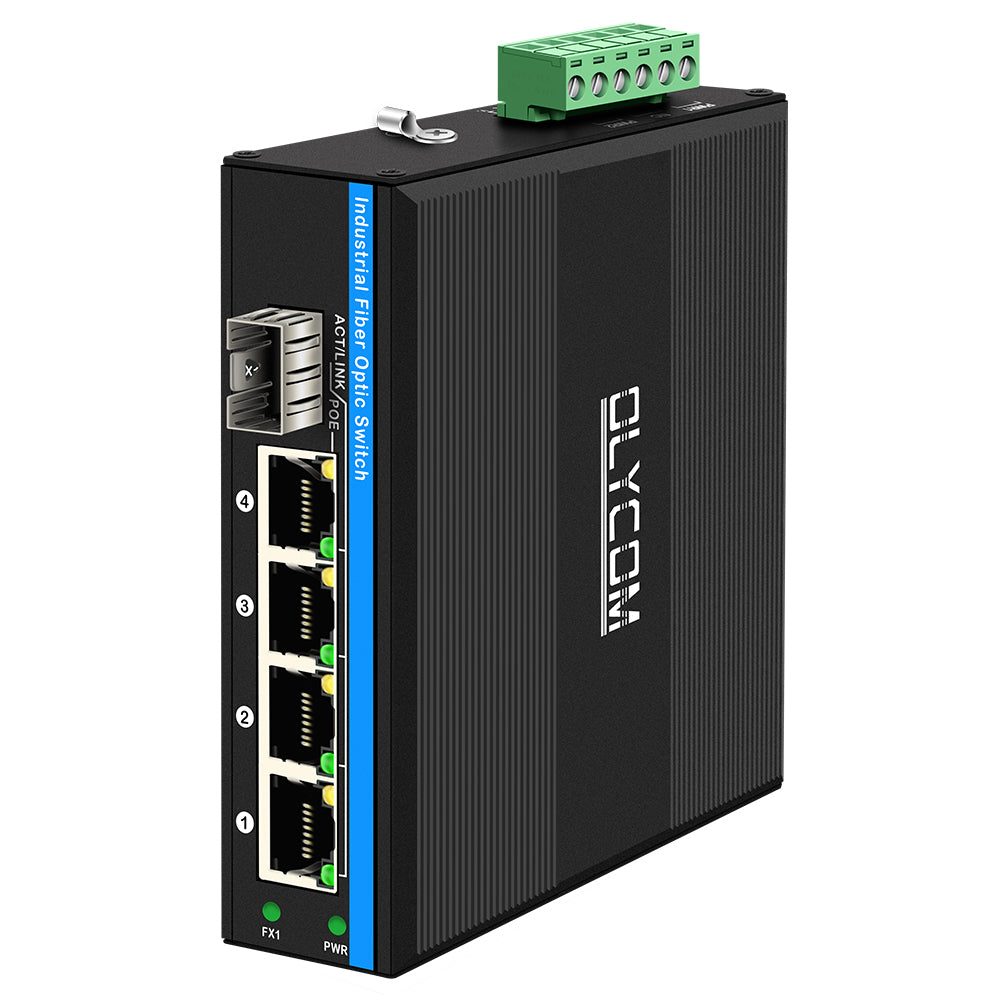5-Port PoE/PoE+ Booster Gigabit Switch 100/1000M Fiber Industrial Ethernet Unmanaged