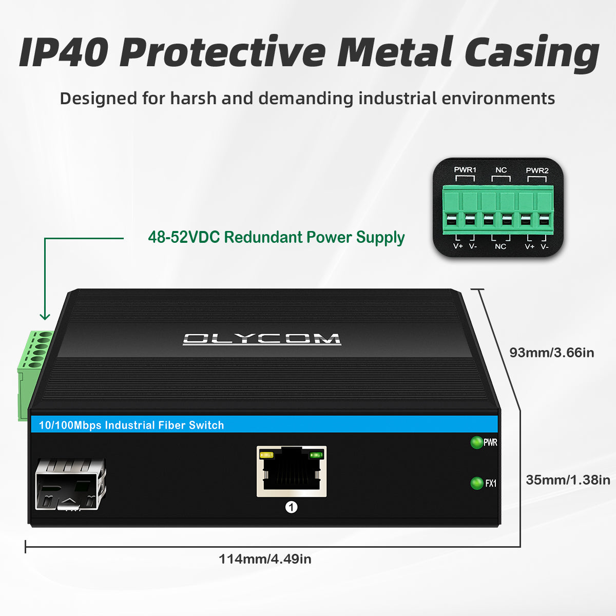 10/100Mbps Industrial POE Fiber Converter ( 1 Fiber to 1 UTP )