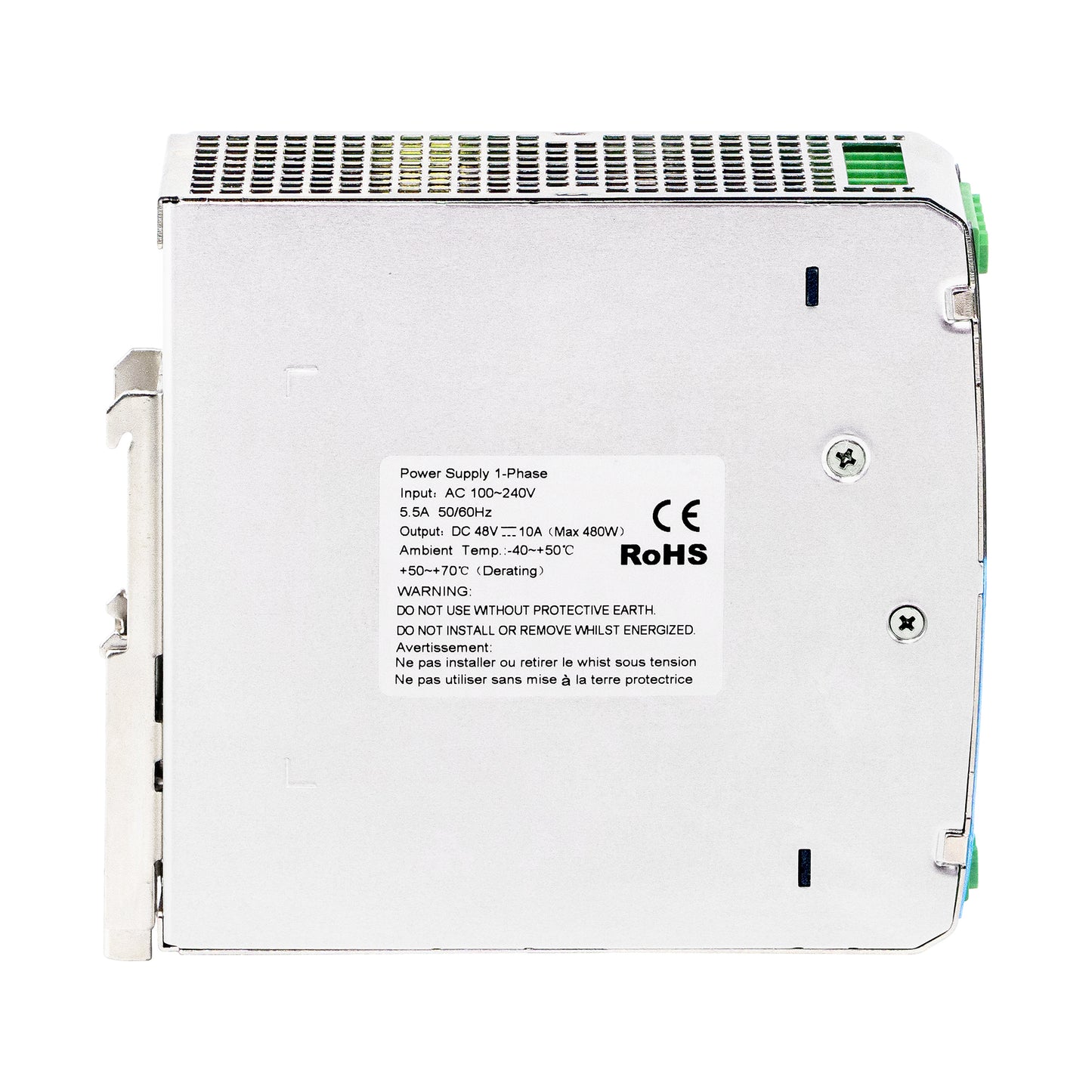 480W DIN Rail Industrial Power Supply AC220V to DC48V 10A CE & UL Certified