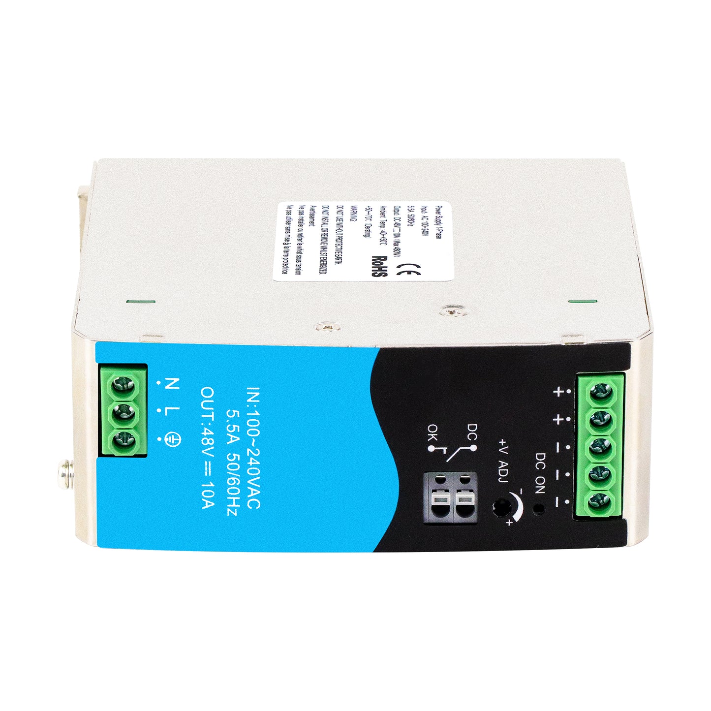 480W DIN Rail Industrial Power Supply AC220V to DC48V 10A CE & UL Certified