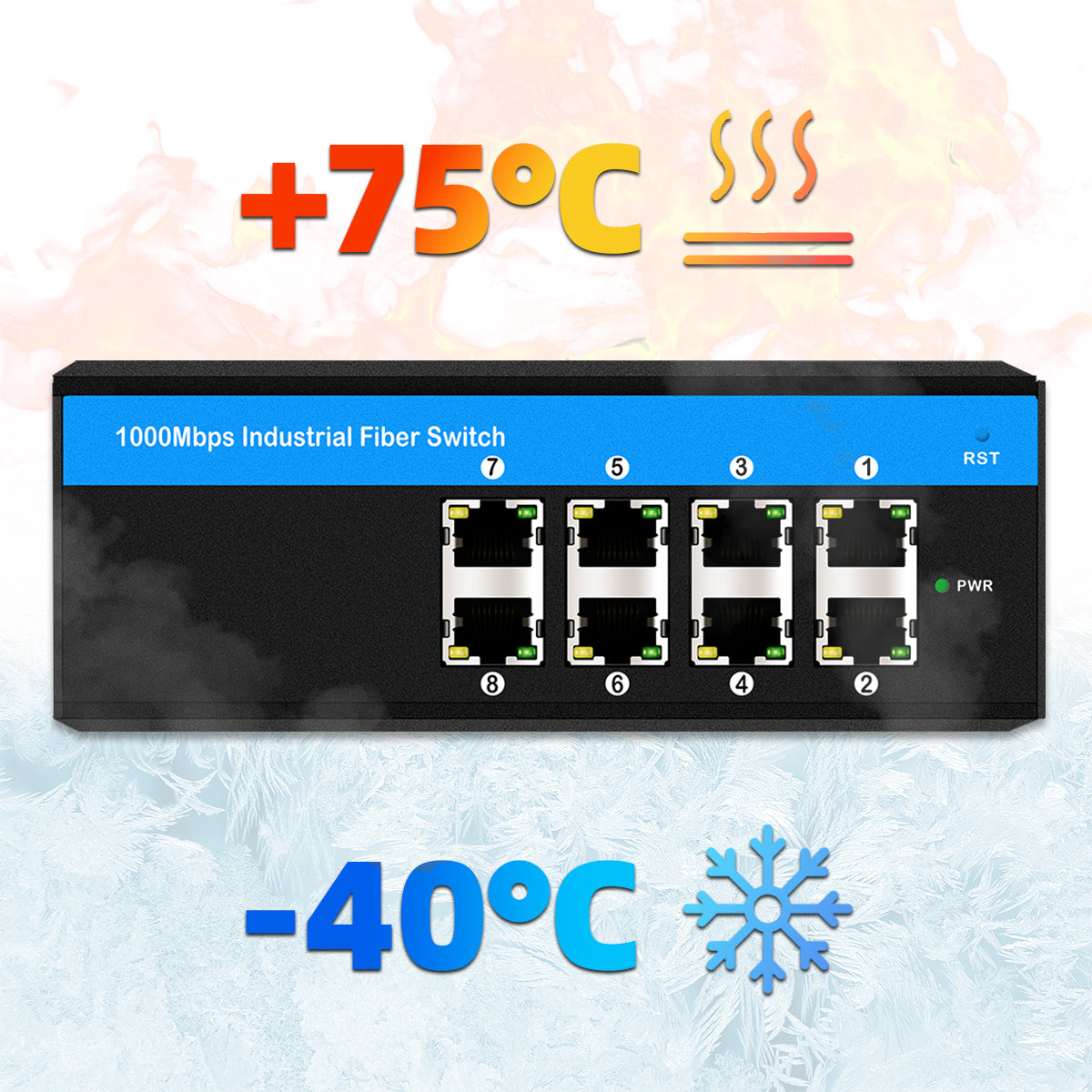 8 Port E-mark Ethernet Gigabit Industrial PoE Switch