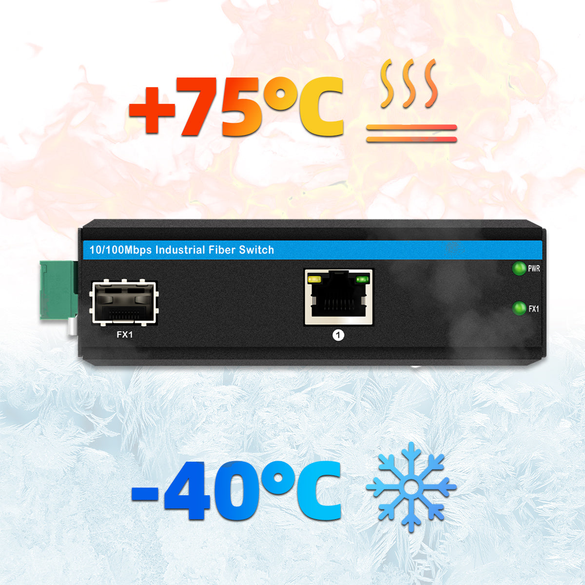 Hardened Fast Ethernet CE Fiber Optic Media Converter