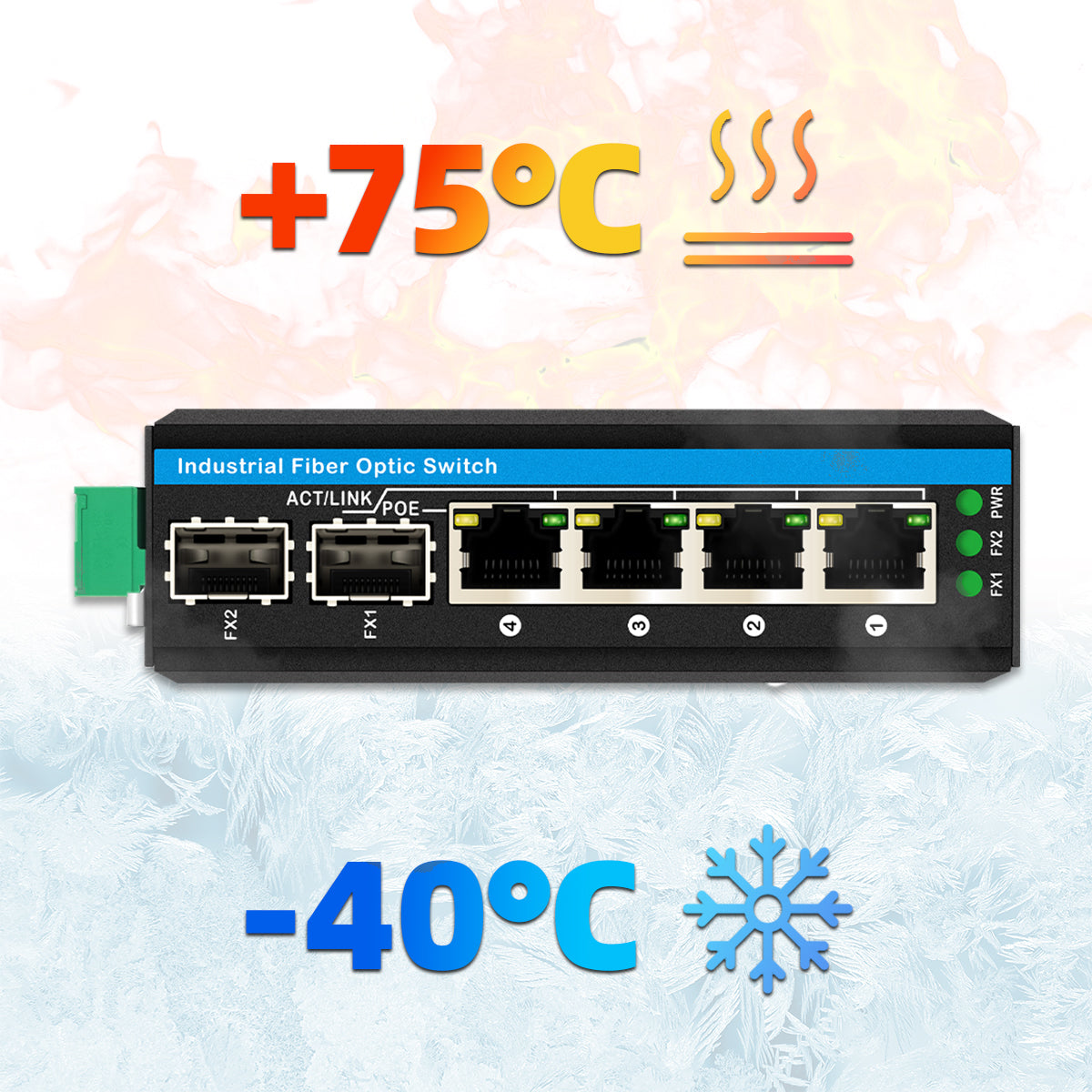 6 Port Hardened Gigabit Network Industrial Optical Switch