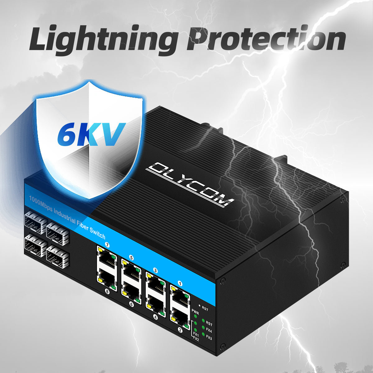 8 Port Gigabit Rugged Ethernet Industrial Fiber Network Switch
