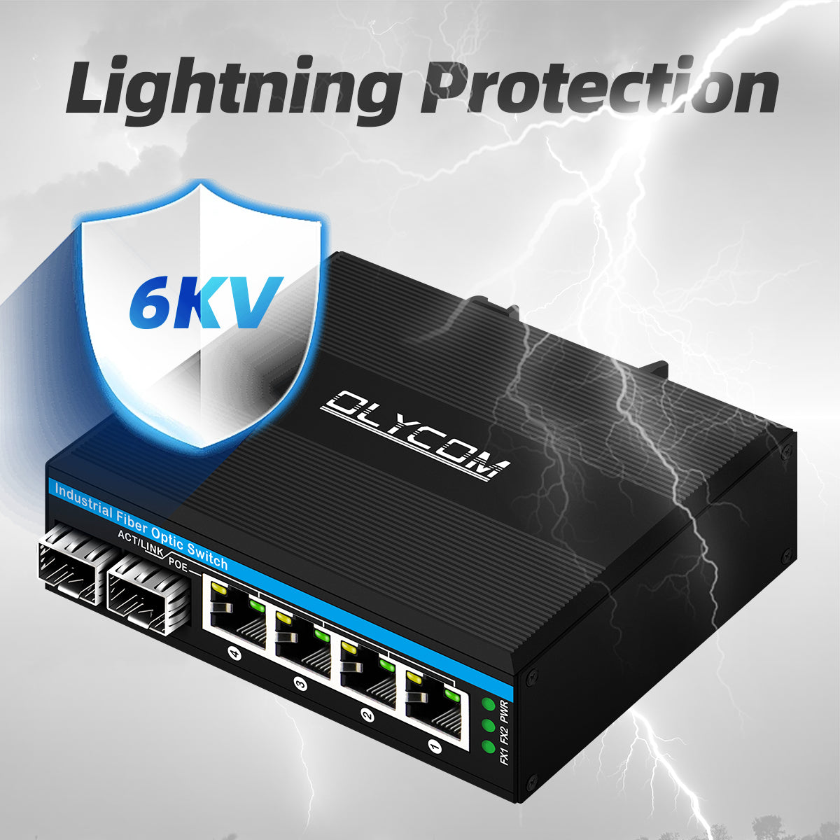 6-Port Fast Ethernet Unmanaged Hardened Fiber Optic Switch