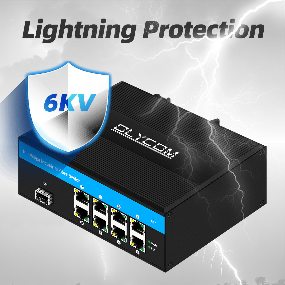 Industrial Grade Unmanaged 8 Port Gigabit Ethernet SFP Fiber Switch