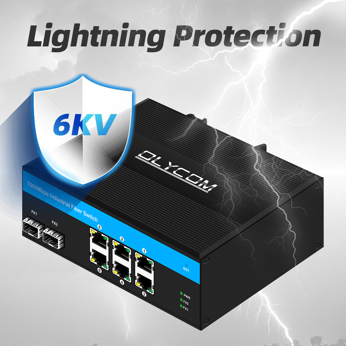 Olycom Industrial Unmanaged 8 Port Gigabit Network Fiber Switch