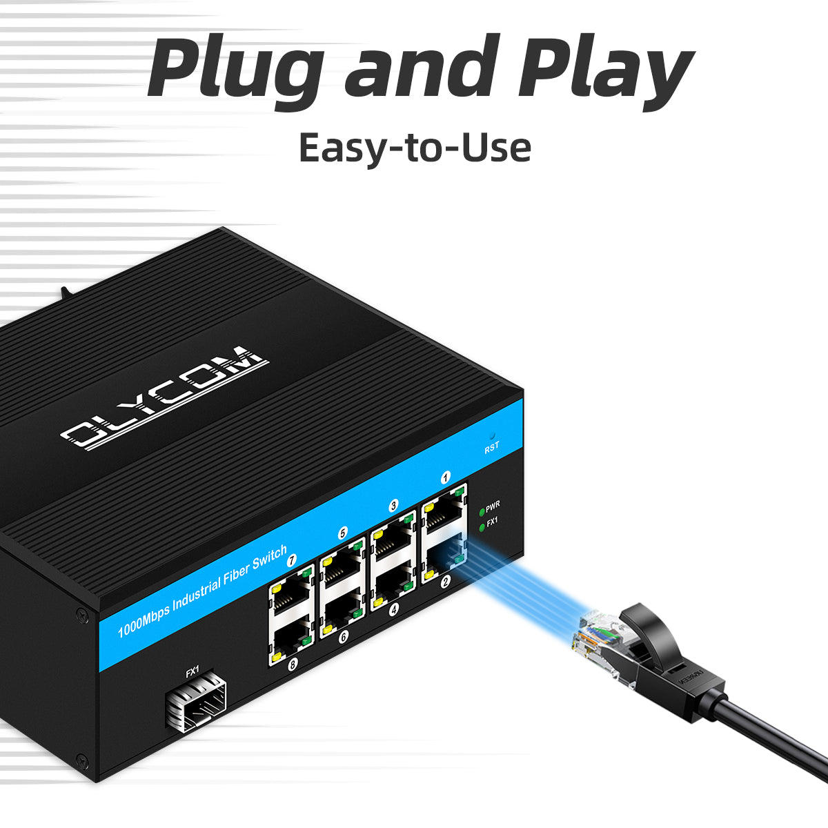 Industrial Grade Unmanaged 8 Port Gigabit Ethernet SFP Fiber Switch