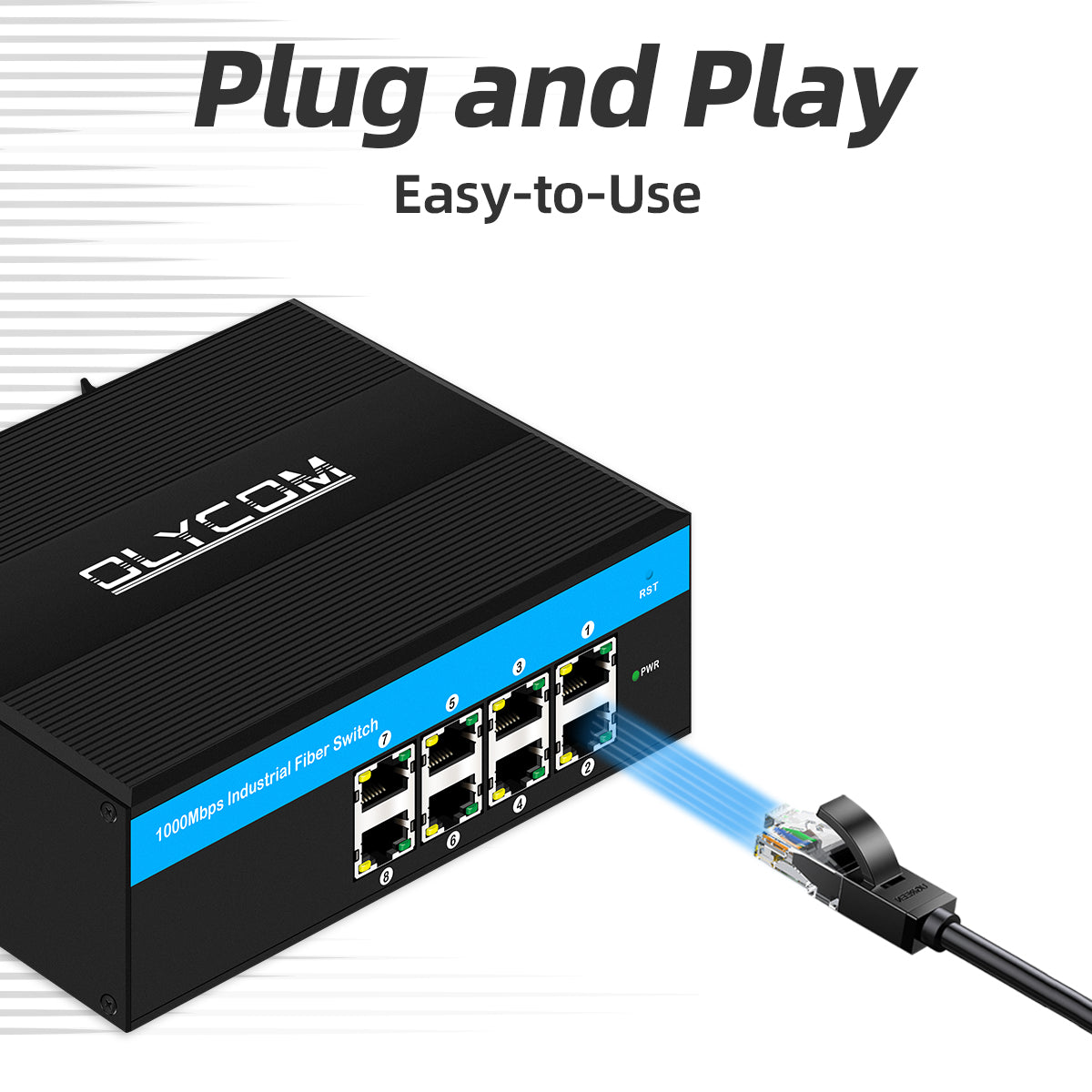 8 Port E-mark Ethernet Gigabit Industrial PoE Switch