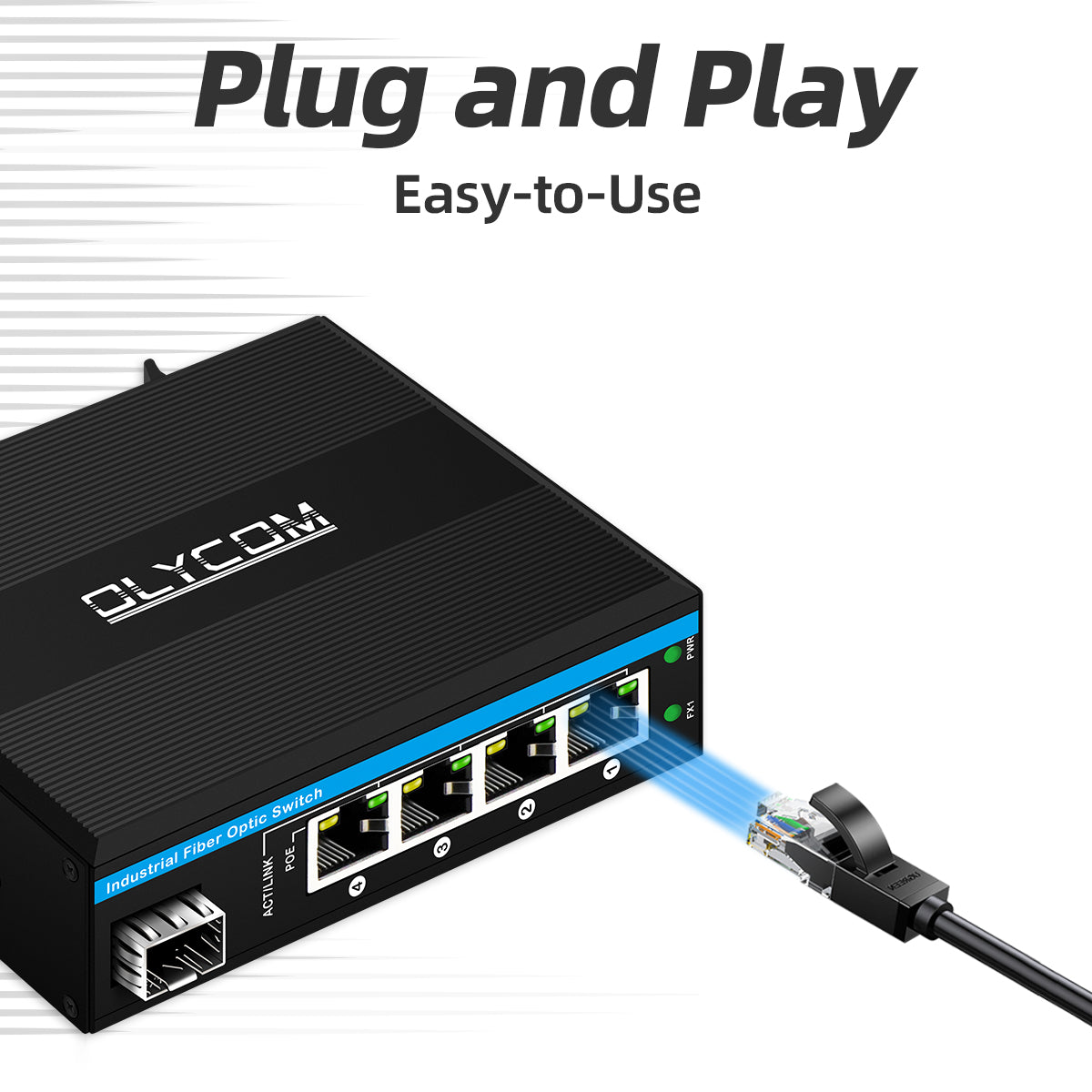 4 Port Industrial Fast Ethernet PoE Fiber Optic Switch