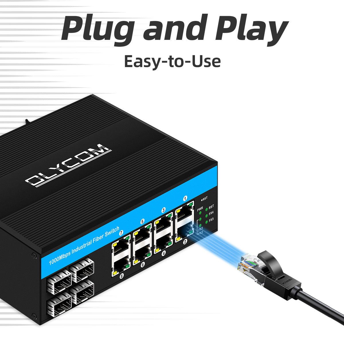 8 Port Gigabit Rugged Ethernet Industrial Fiber Network Switch