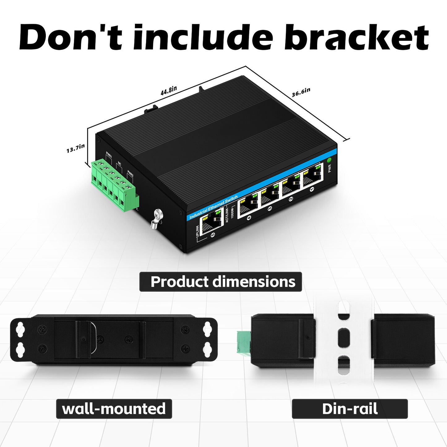 Industrial PoE/PD Gigabit Ethernet Switch IM-WPD054GE 30W/60W/90W Uplink IP40 Rated