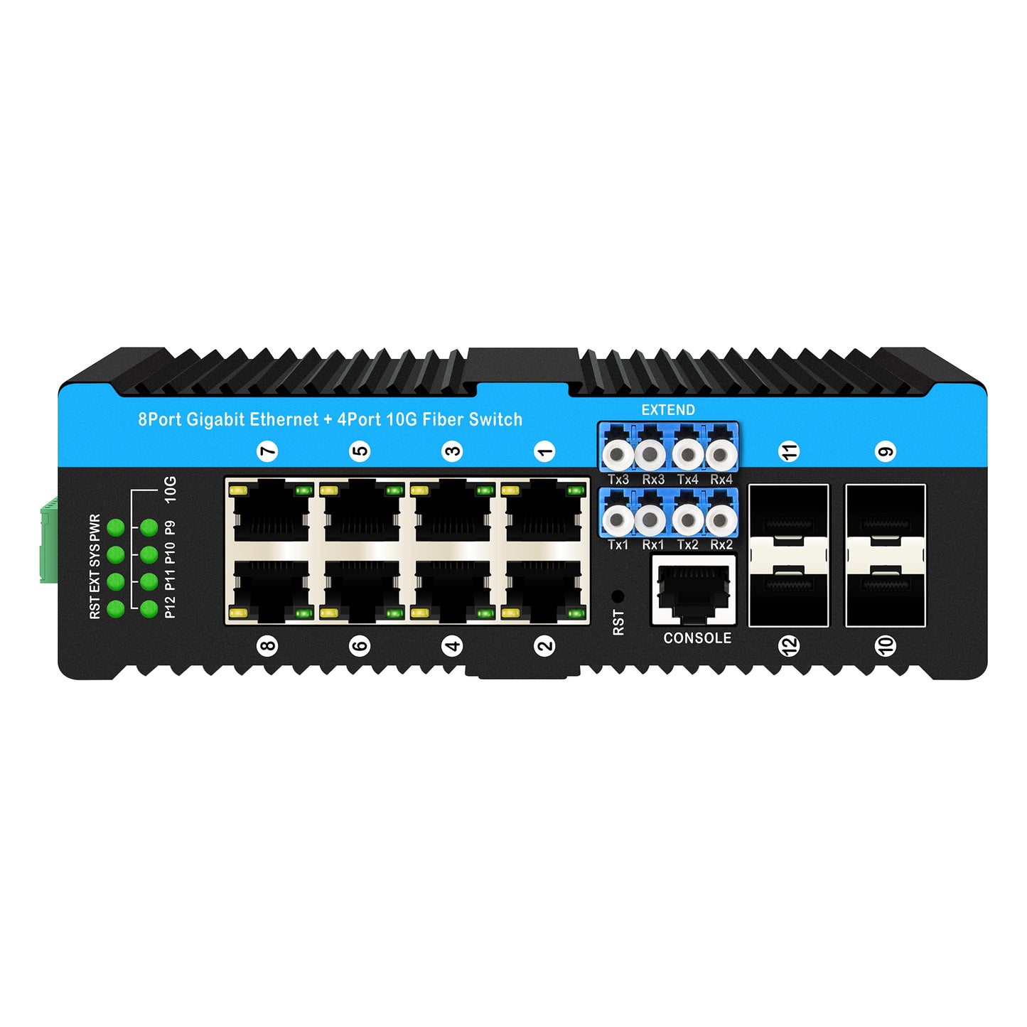 10G SFP+ Managed PoE Fiber Bypass Switch 240W 8 Port Gigabit Network DIN Rail