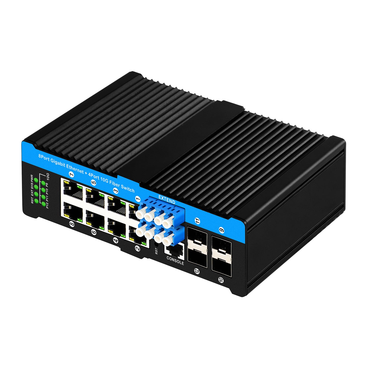 10G SFP+ Managed PoE Fiber Bypass Switch 240W 8 Port Gigabit Network DIN Rail
