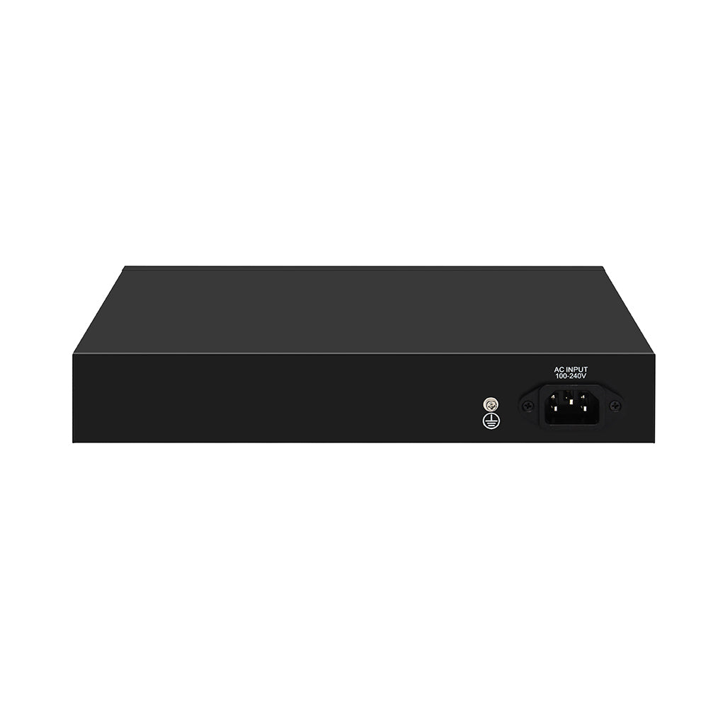 24 Port PoE Switch 10/100Mbps Gigabit Copper Uplink Rackmount 280W PoE Budget Fanless