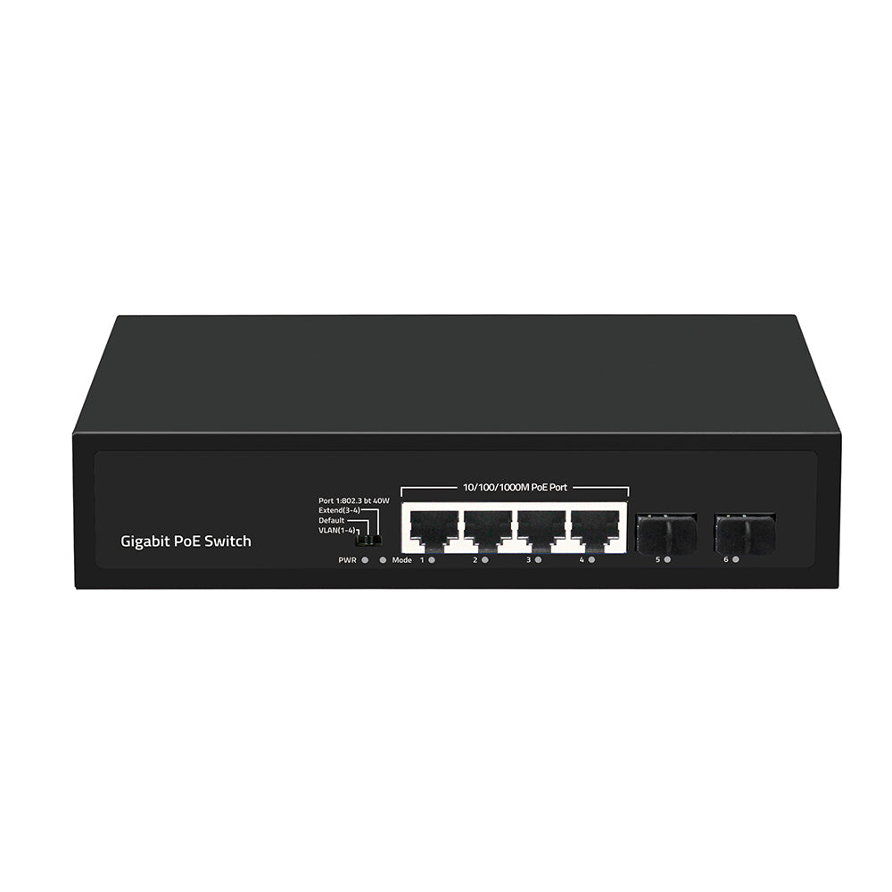 Olycom 6-Port Gigabit SFP Fiber PoE Switch 60W Unmanaged AC Input Rack Mounted