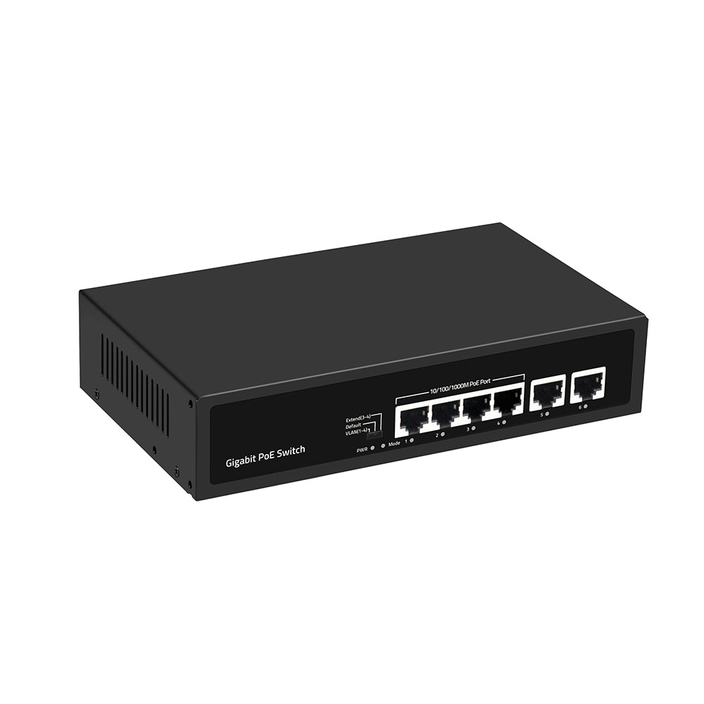 Olycom 4-Port Full Gigabit PoE Switch Unmanaged 60W Budget AC Input Fanless