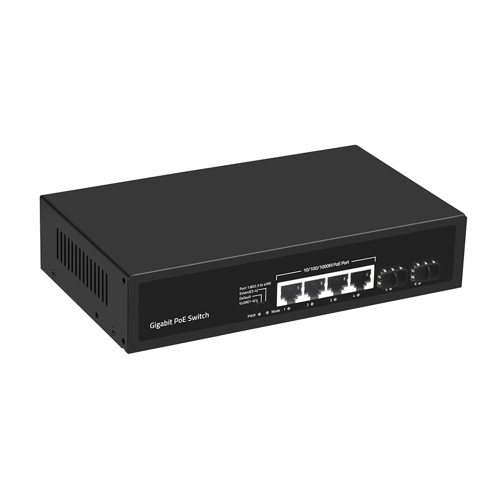 Olycom 6-Port Gigabit SFP Fiber PoE Switch 60W Unmanaged AC Input Rack Mounted