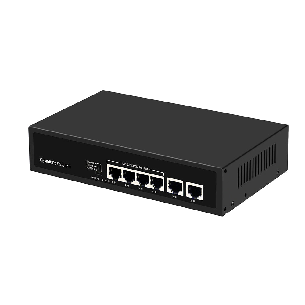 Olycom 4-Port Full Gigabit PoE Switch Unmanaged 60W Budget AC Input Fanless