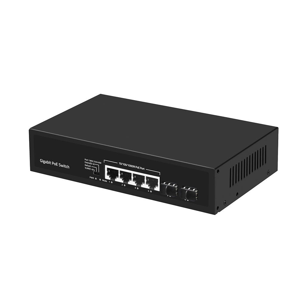 Olycom 6-Port Gigabit SFP Fiber PoE Switch 60W Unmanaged AC Input Rack Mounted