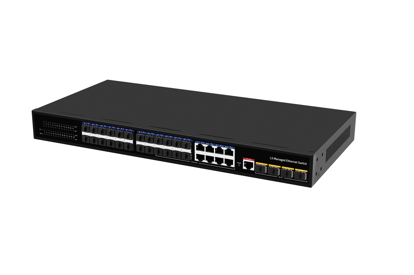 10G Uplink L3 Managed Fiber Switch 24 Port 1G SFP with SFP/RJ45 Combo Fanless CE