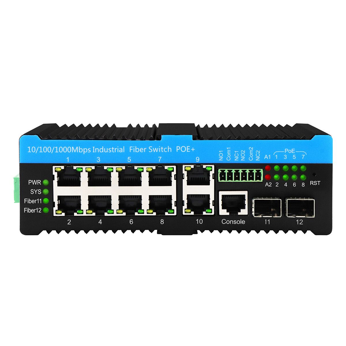 Hardened Ring Managed 10-Port L2+ Gigabit Industrial 90W PoE Switch