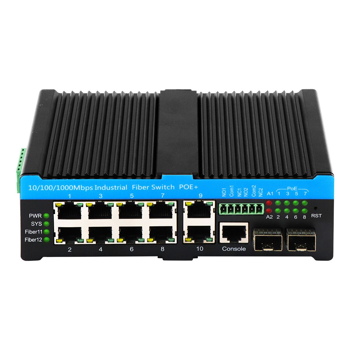 Hardened Ring Managed 10-Port L2+ Gigabit Industrial 90W PoE Switch