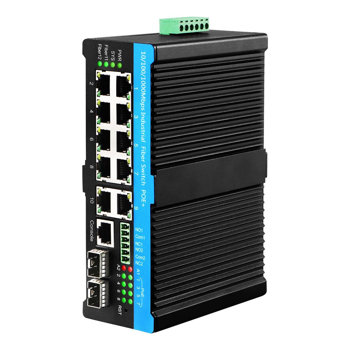 Hardened Ring Managed 10-Port L2+ Gigabit Industrial 90W PoE Switch
