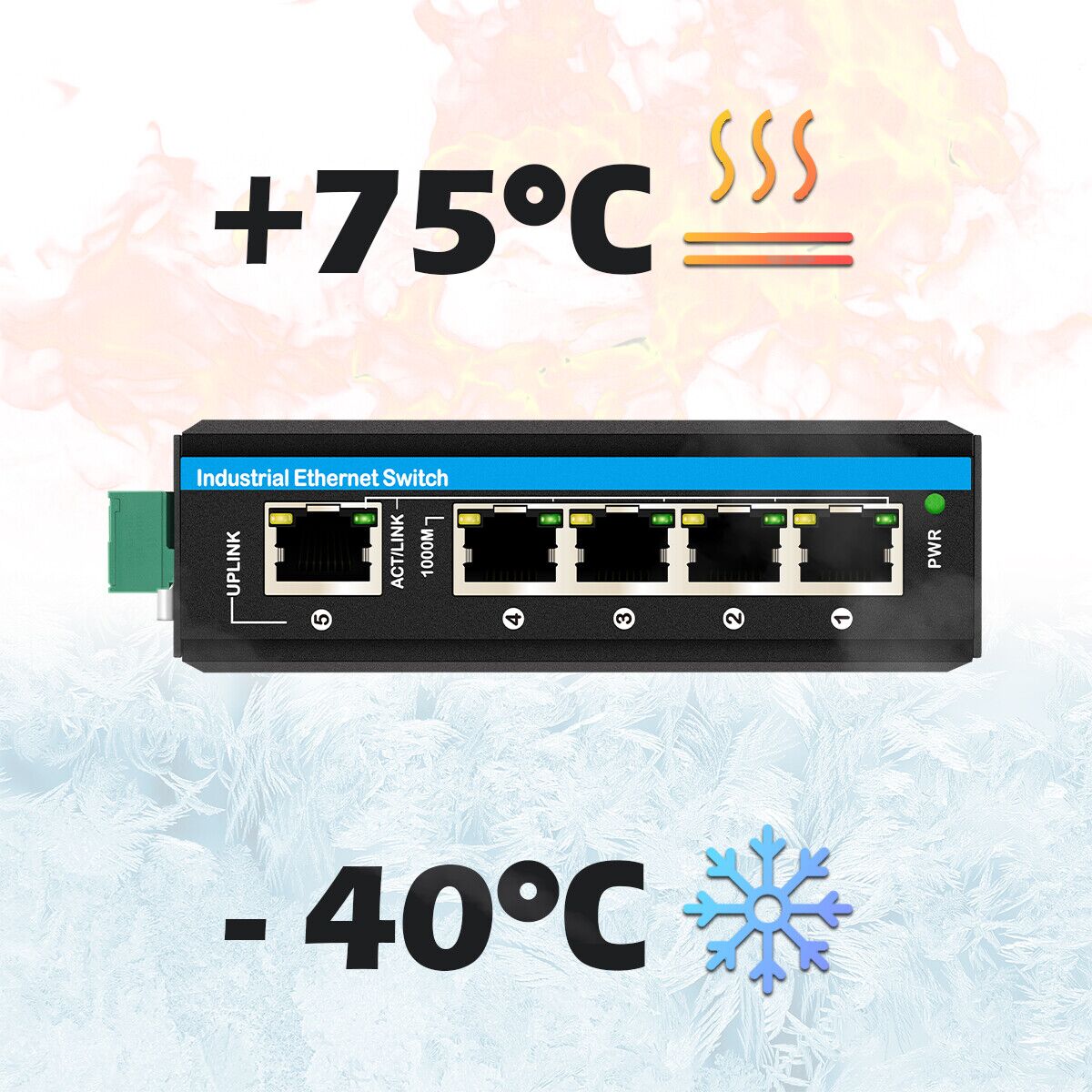 Outdoor PoE Switch 5 Port Gigabit Ethernet Switch with DC12V-48V Voltage Input