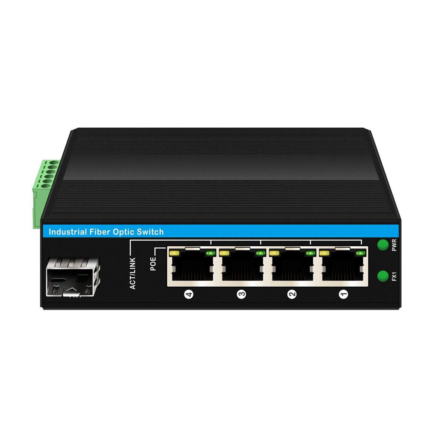 4 Port Industrial Fast Ethernet PoE Fiber Optic Switch