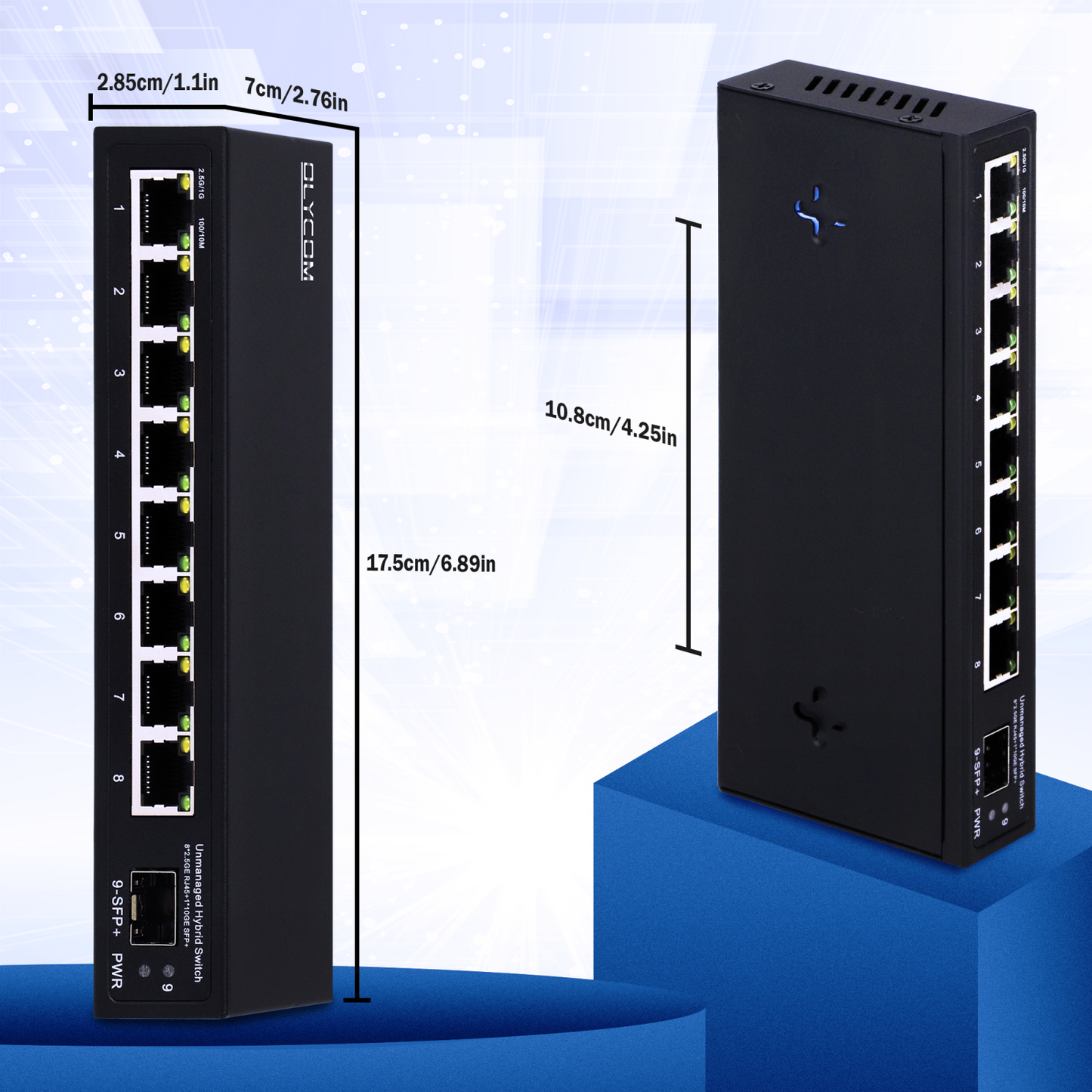 8-Port 2.5G Desktop Switch Multi-Gigabit Unmanaged Network with 1G/2.5G/10G Fiber Slots