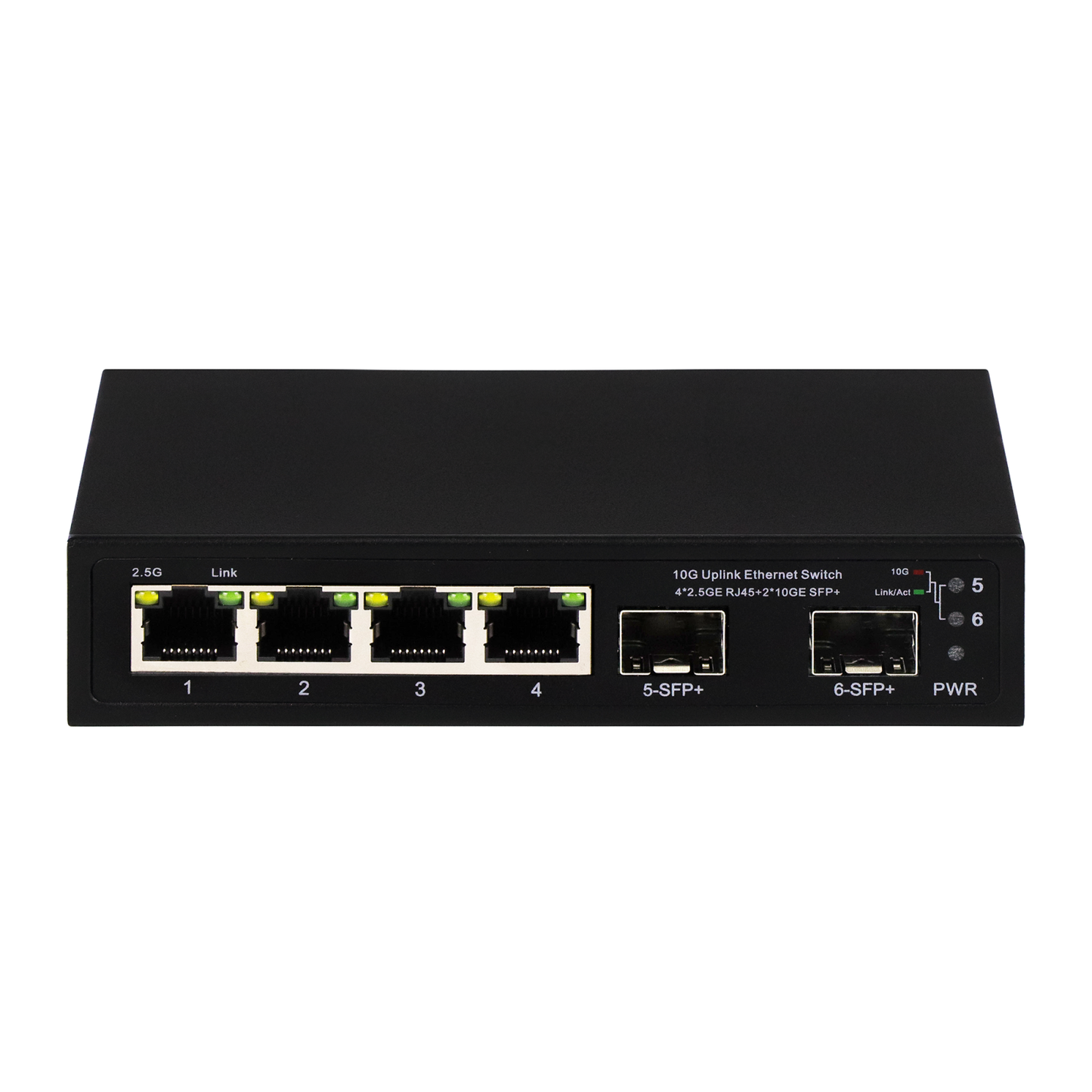 6 Port 2.5G Network Switch with 10G Fiber Uplinks Unmanaged 100M/1G auto-sensing Ethernet Speed