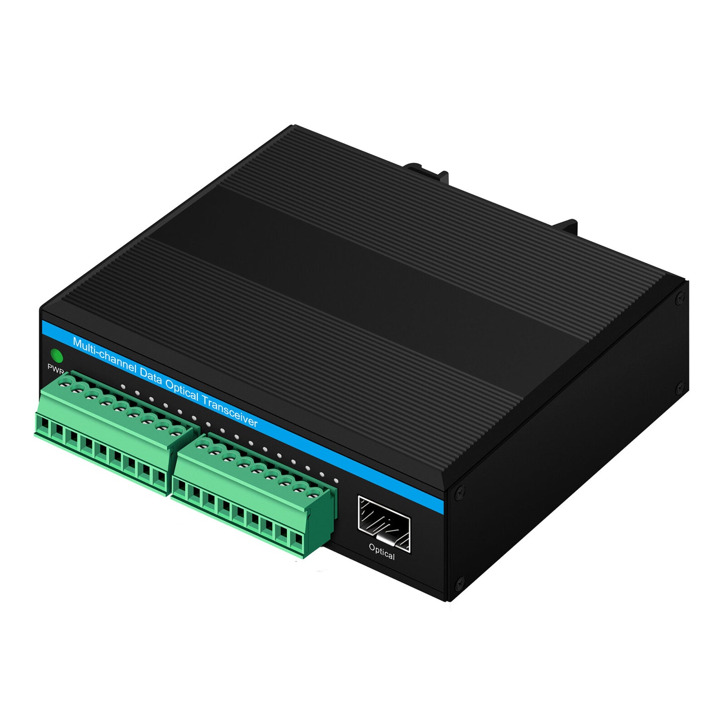 DIN Rail 8-Channel Bidirectional Contact Closure Fiber Optic Transceiver