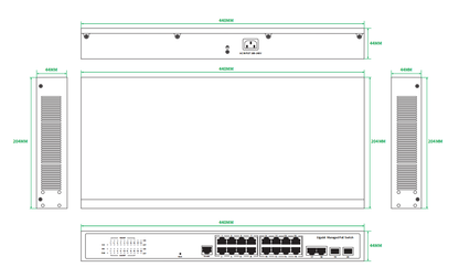 16 Port Managed PoE Switch Gigabit Fiber L2/L3 Manageable 300W PoE AC Powered