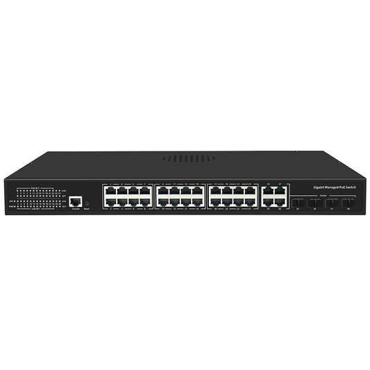 28-Port Gigabit PoE L2 L3 Managed Switch with 4 Combo SFP/RJ45 400W PoE Budget