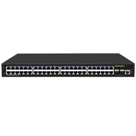 52-Port 10G Uplink Gigabit L3 Managed PoE Switch 400W Budget AC Powered CE