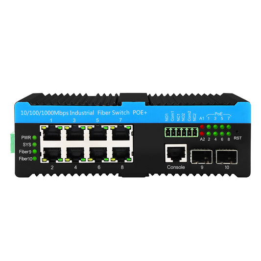 L2+ Ring Managed Industrial PoE++ Switch 2.5G SFP Uplinks 480W PoE Budget
