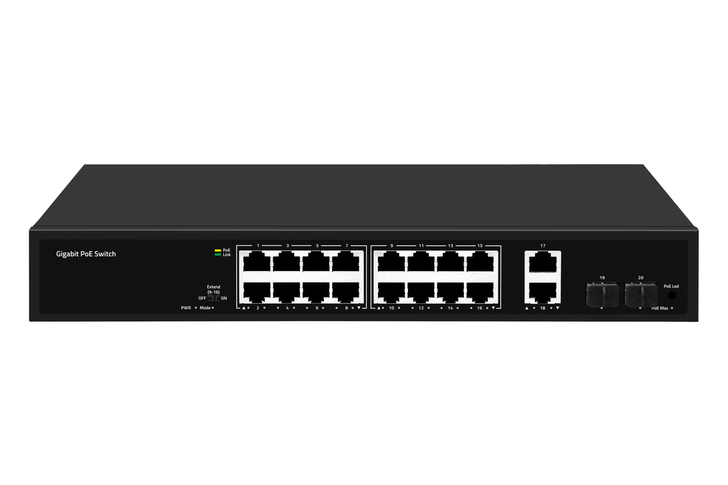 Olycom 20-Port Full Gigabit PoE Fiber Switch 200W/300W PoE AC Powered Fanless CE