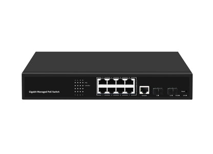 10-Port Full Gigabit Managed PoE Switch 120W 1G SFP Fiber Rack Mounted CE
