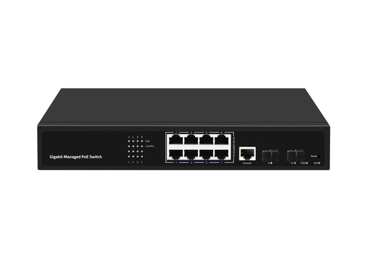 10-Port Full Gigabit Managed PoE Switch 120W 1G SFP Fiber Rack Mounted CE