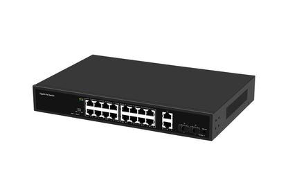 Olycom 20-Port Full Gigabit PoE Fiber Switch 200W/300W PoE AC Powered Fanless CE